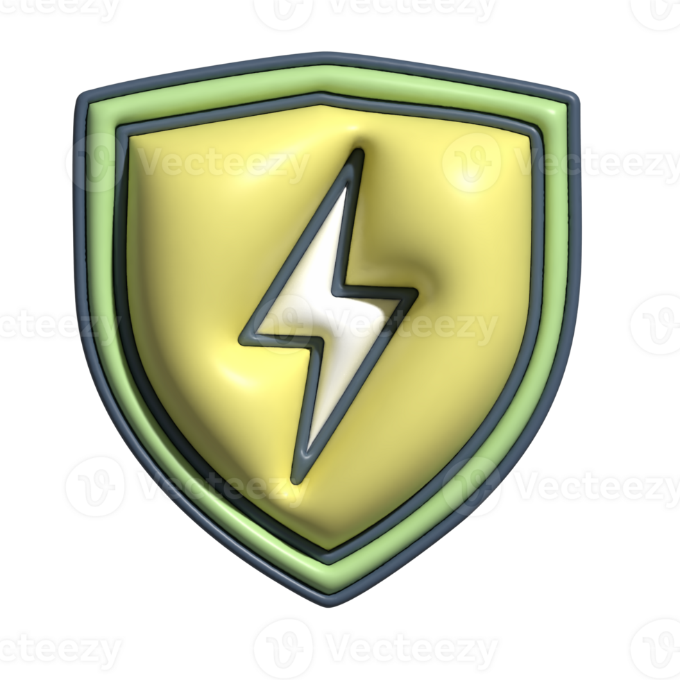 3D Shield Electric Energy and Defense Concept png