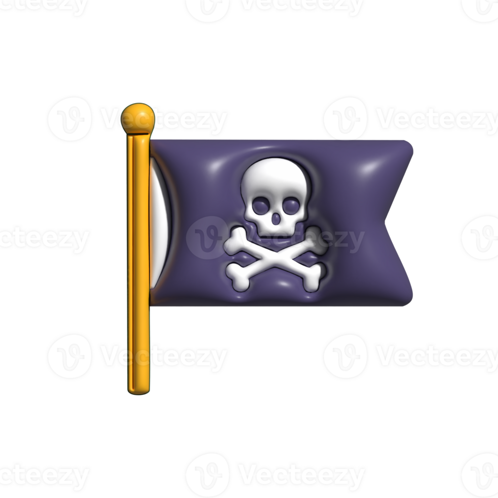 3D Render of Pirate Flag Icon Symbol of Adventure and Rebellion png