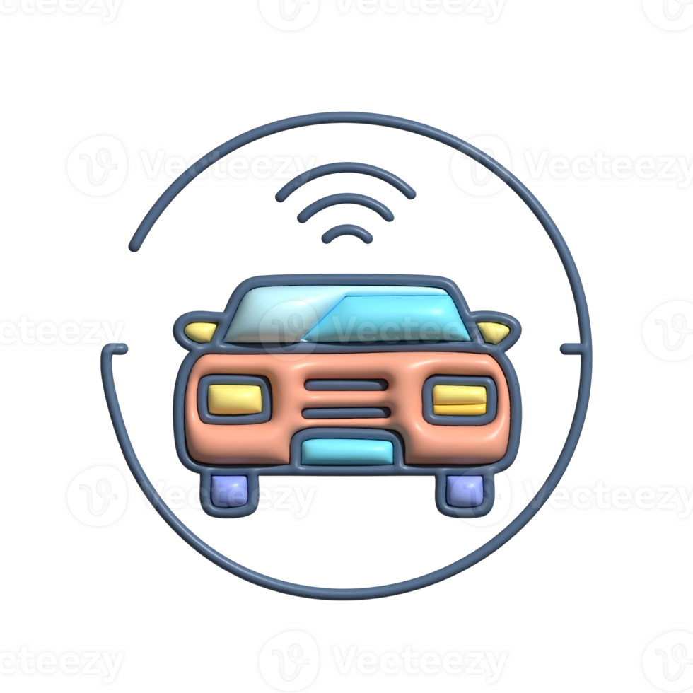 3D Car Wireless Connectivity and Smart Driving Concept png