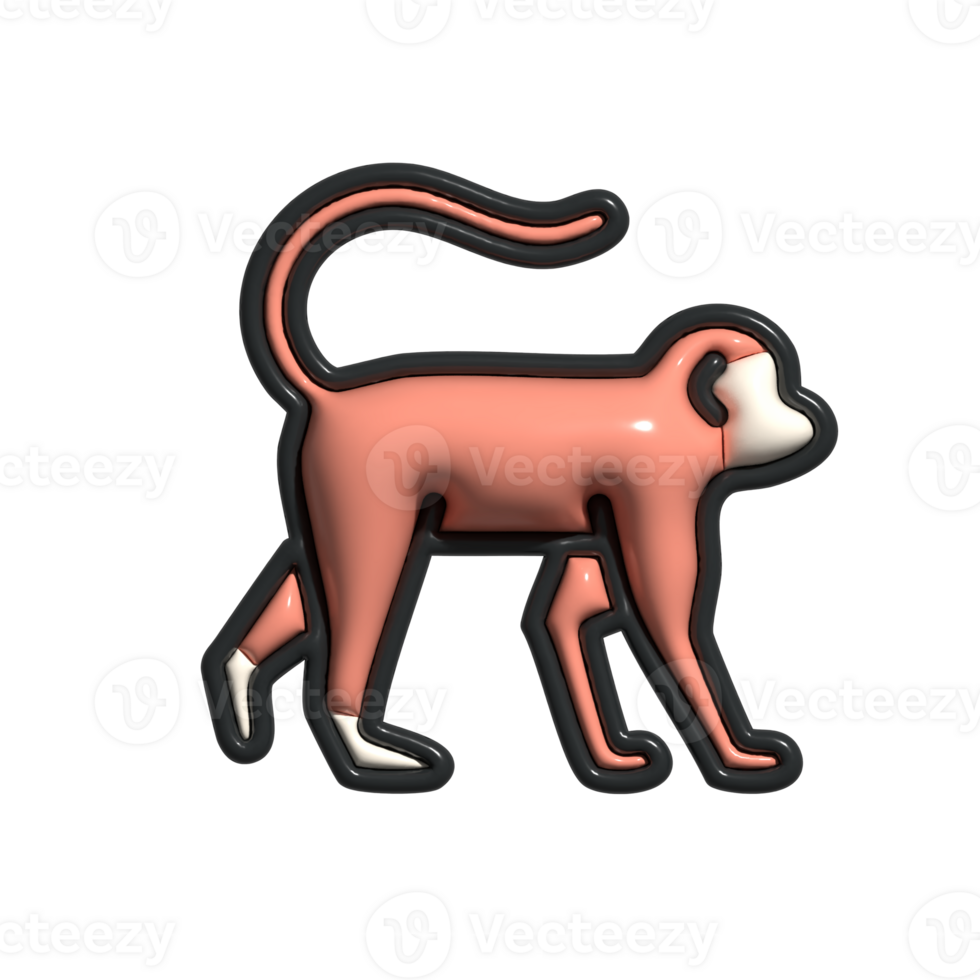 Modern 3D Monkey Icon Tree Swinger, Intelligent Creature, and Tropical Nature Design png