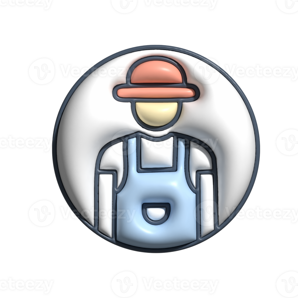3D Render of Barista Icon Coffee Maker and Beverage Expert Symbol png