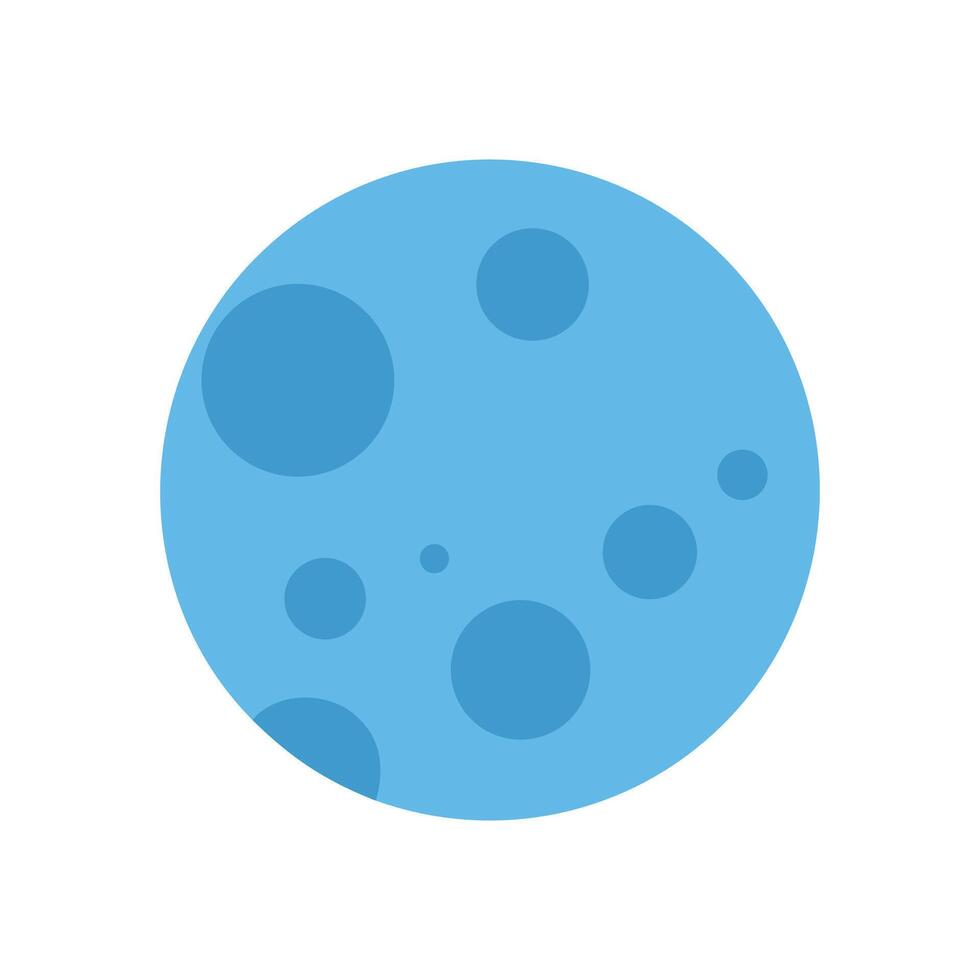 Simple Blue Moon with Craters on Black Background vector
