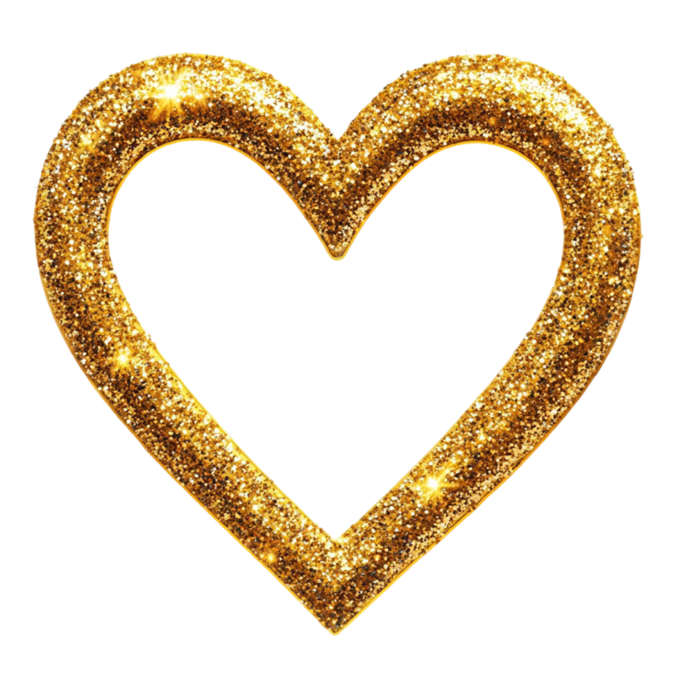 Gold Heart Frame with Sparkles on Transparent Background png