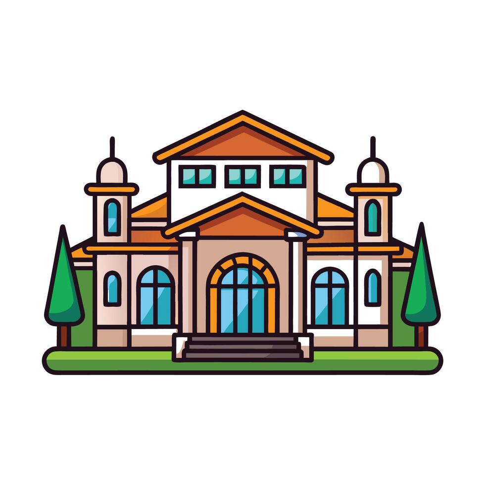 Stylized Building Illustration Architecture, Design, Icon, and vector