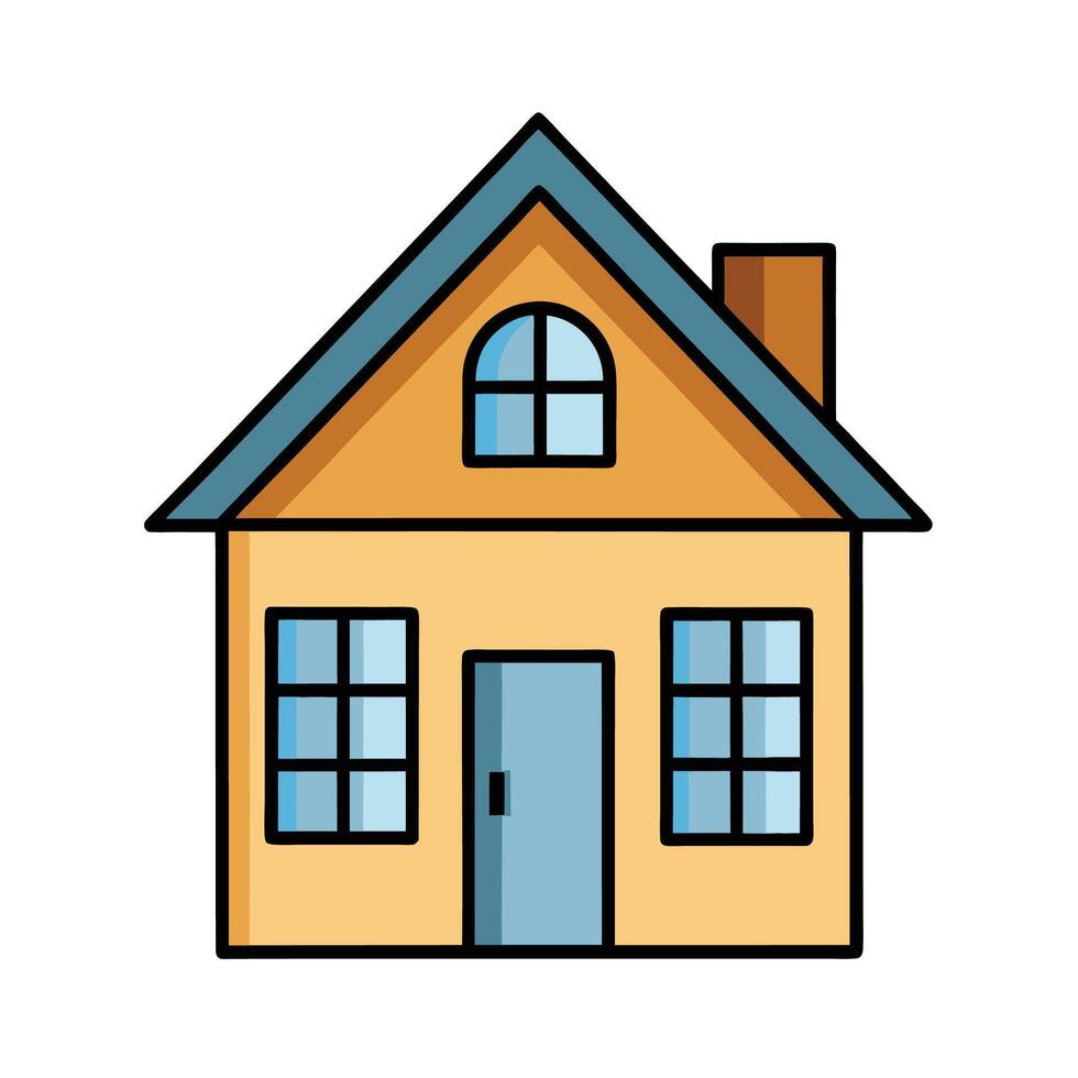 Colorful Cartoon Home Icon Illustration Isolated on White vector