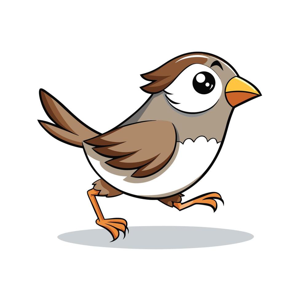 Cartoon Sparrow Running, Illustration of a Cute Bird vector