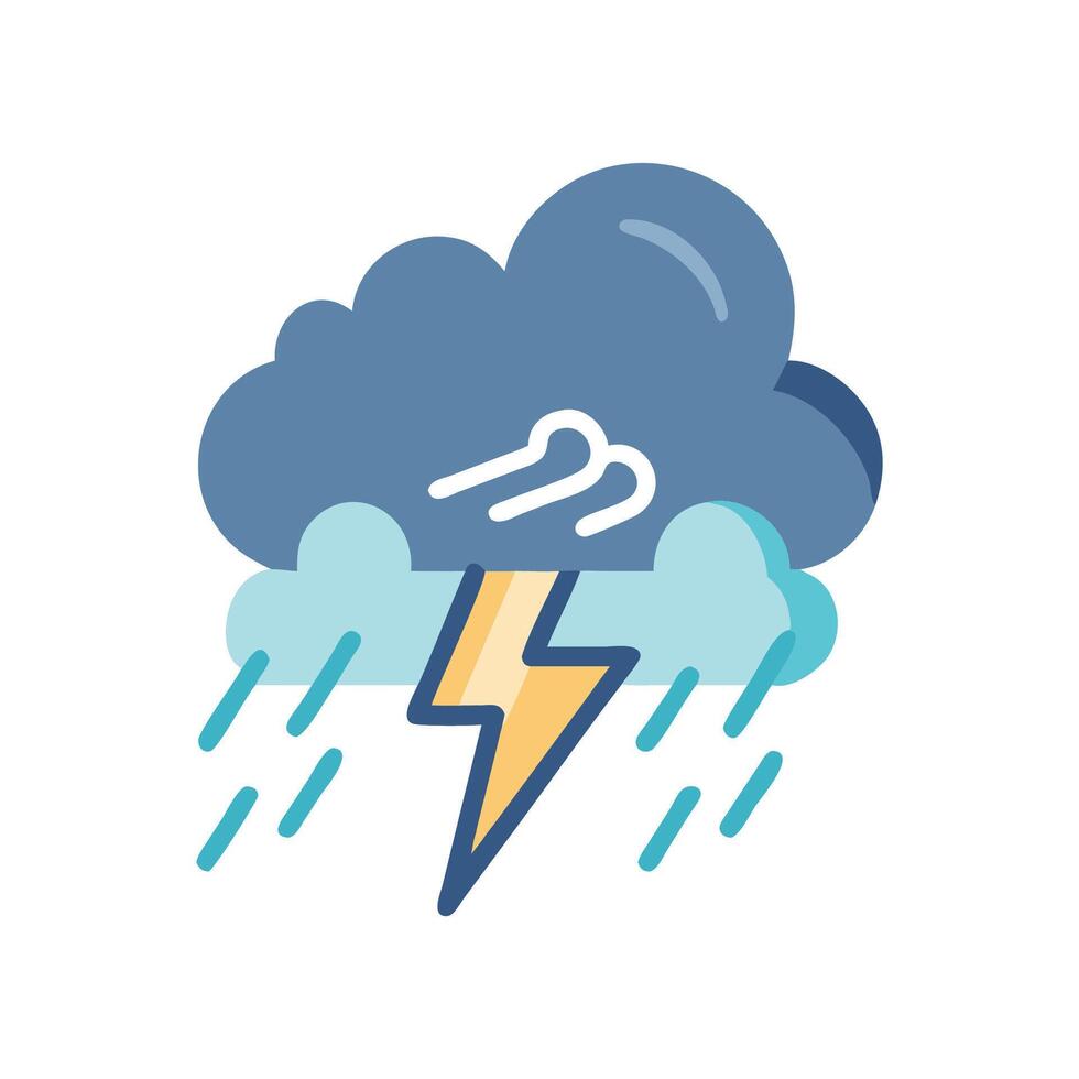 Stormy Weather Icon Rain, Lightning, and Clouds Illustration vector