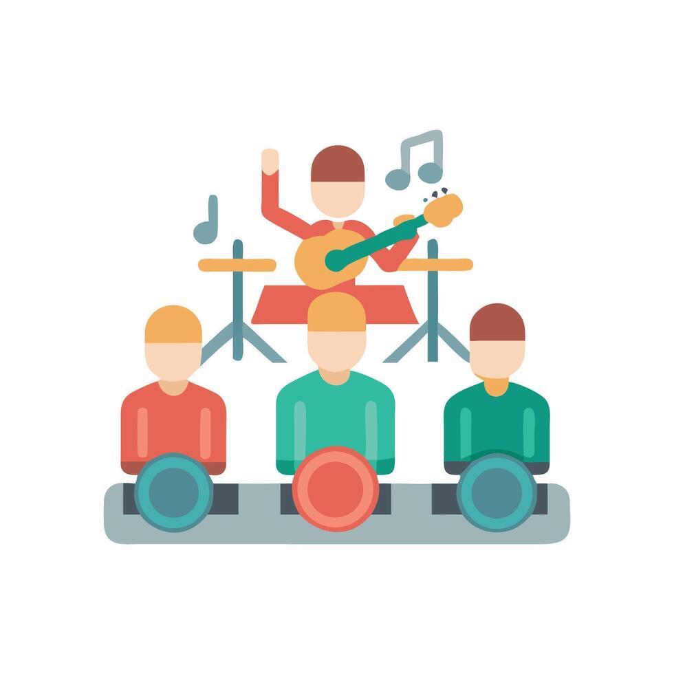 Band plays music to a small audience illustration vector