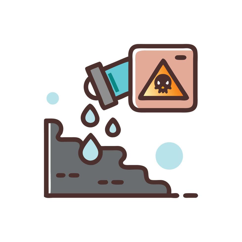 Toxic Waste Spill Illustration with Skull Warning Sign vector