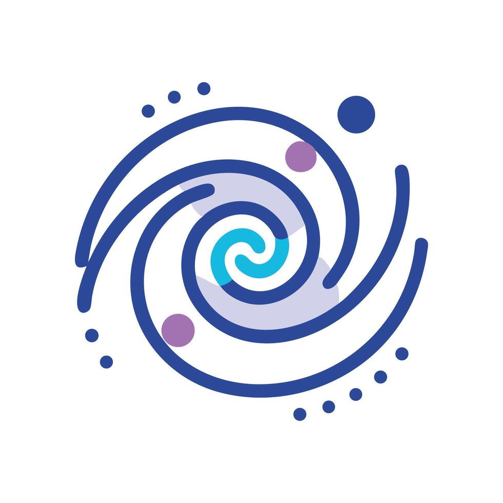 Abstract Galaxy Illustration Cosmic Swirls and Orbital Bodies vector