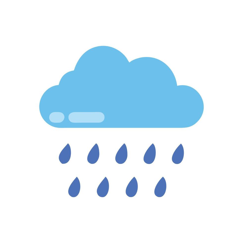 Blue Cloud with Rain, Weather Icon, on Black Background vector