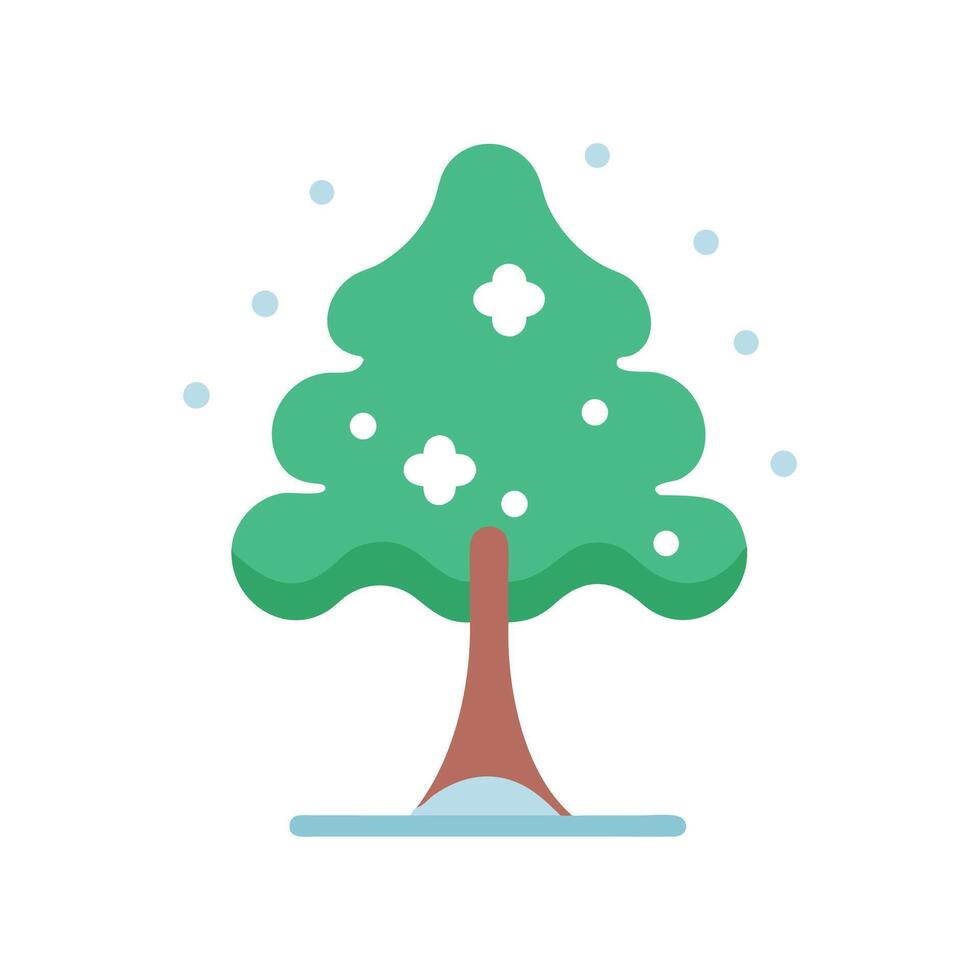 Winter Tree in Snow, Simple Flat Style Graphic vector