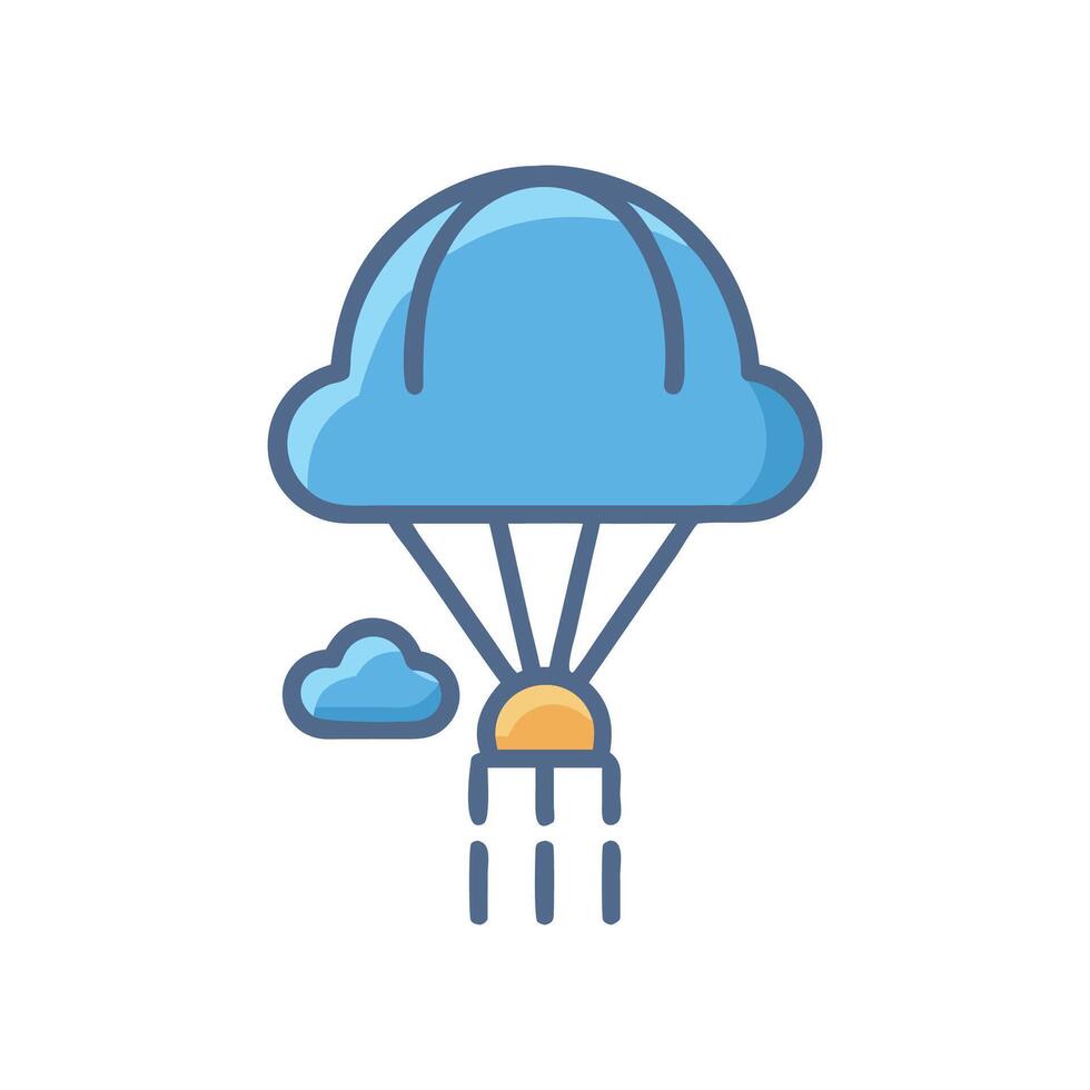 Cute cartoon skydiving illustration on a black background vector