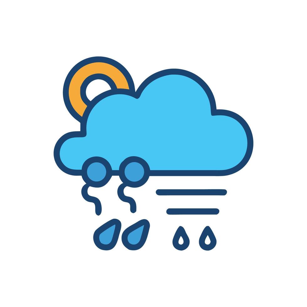 Rainy Day with Sun Icon on Black Background vector