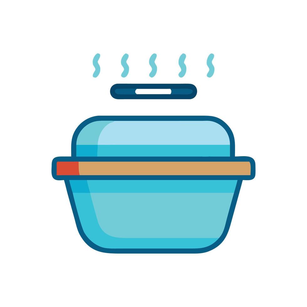 Hot Food Container Takeout with Steam and Lid vector
