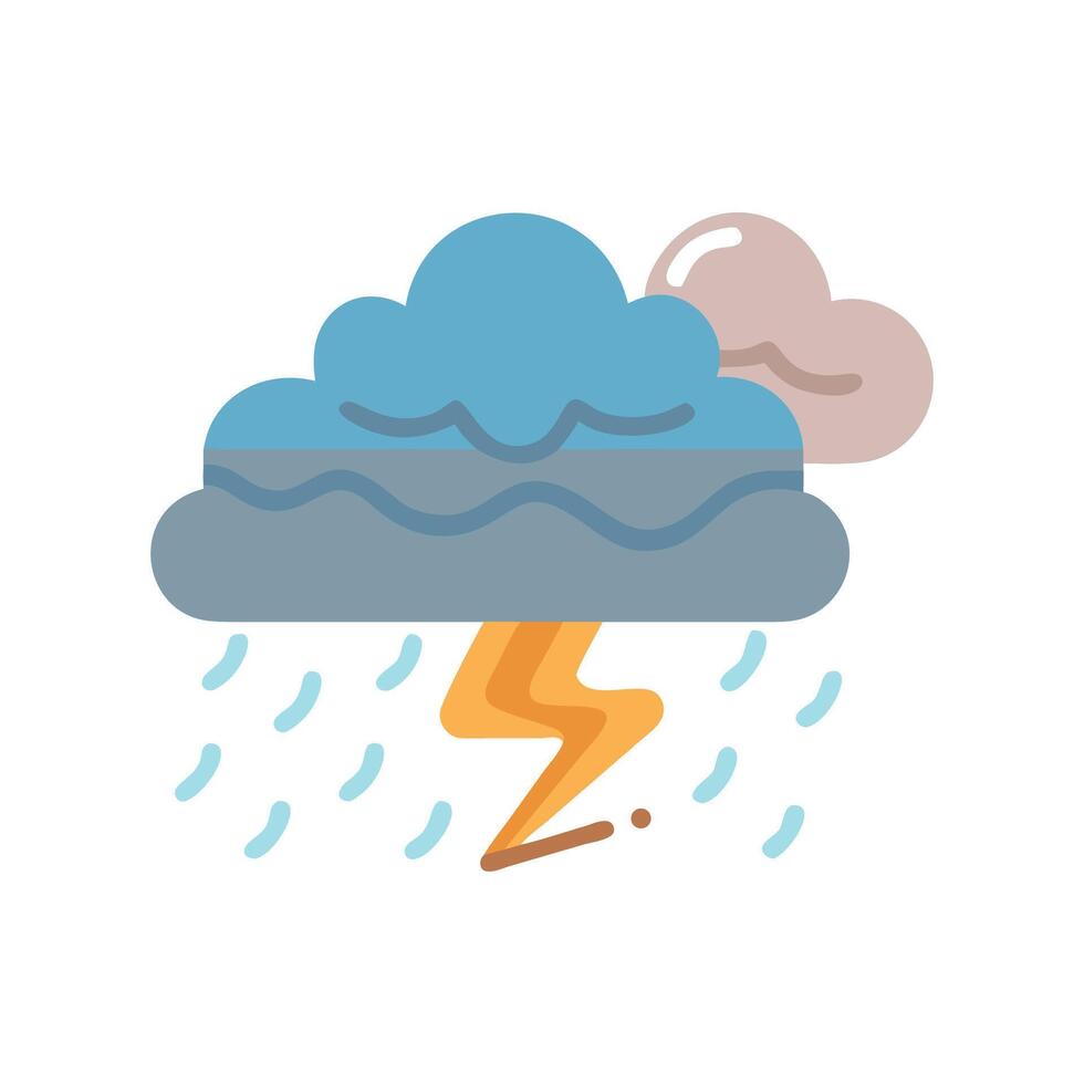 Thunderstorm illustration with rain and lightning striking ground vector