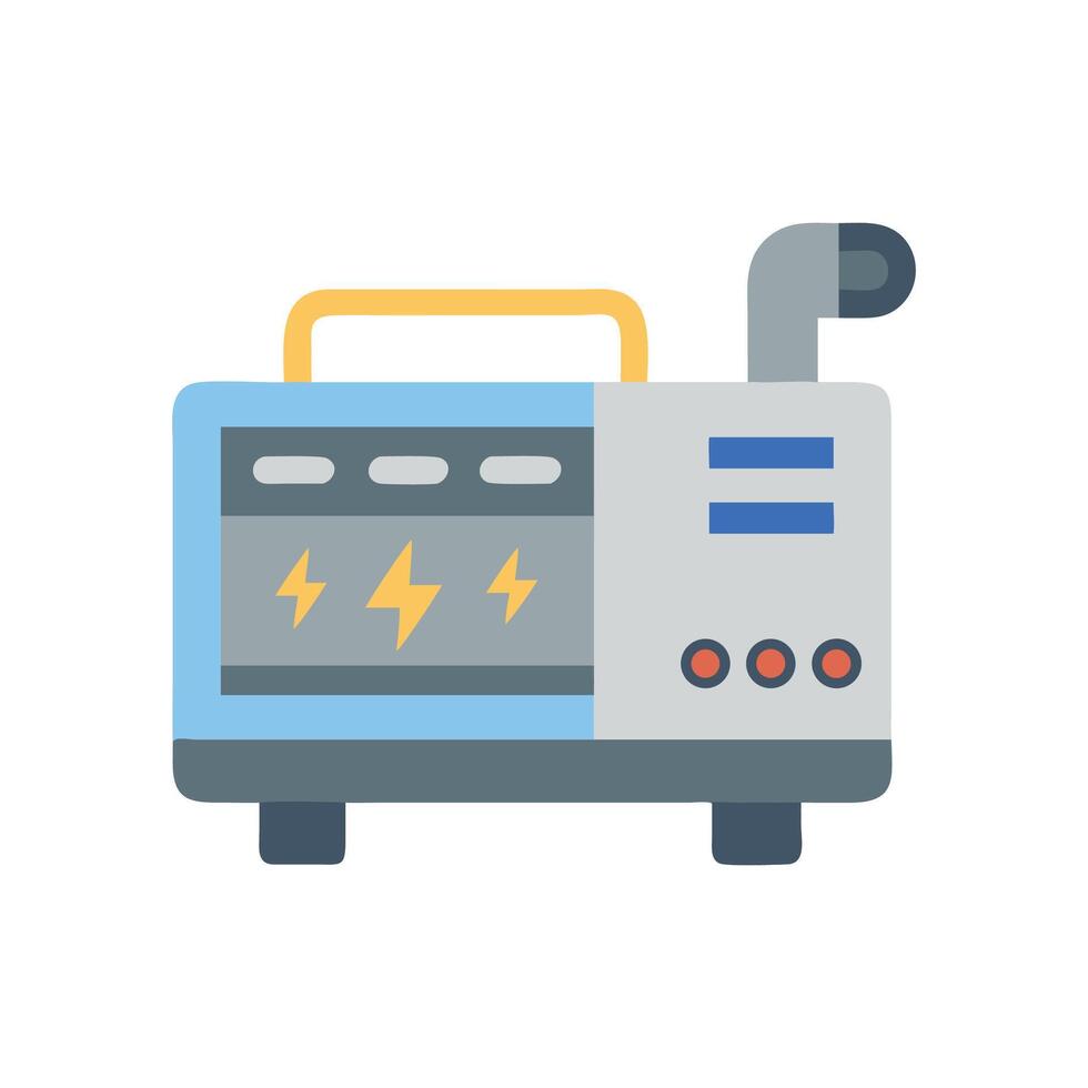 Portable generator flat icon construction machinery and electric vector