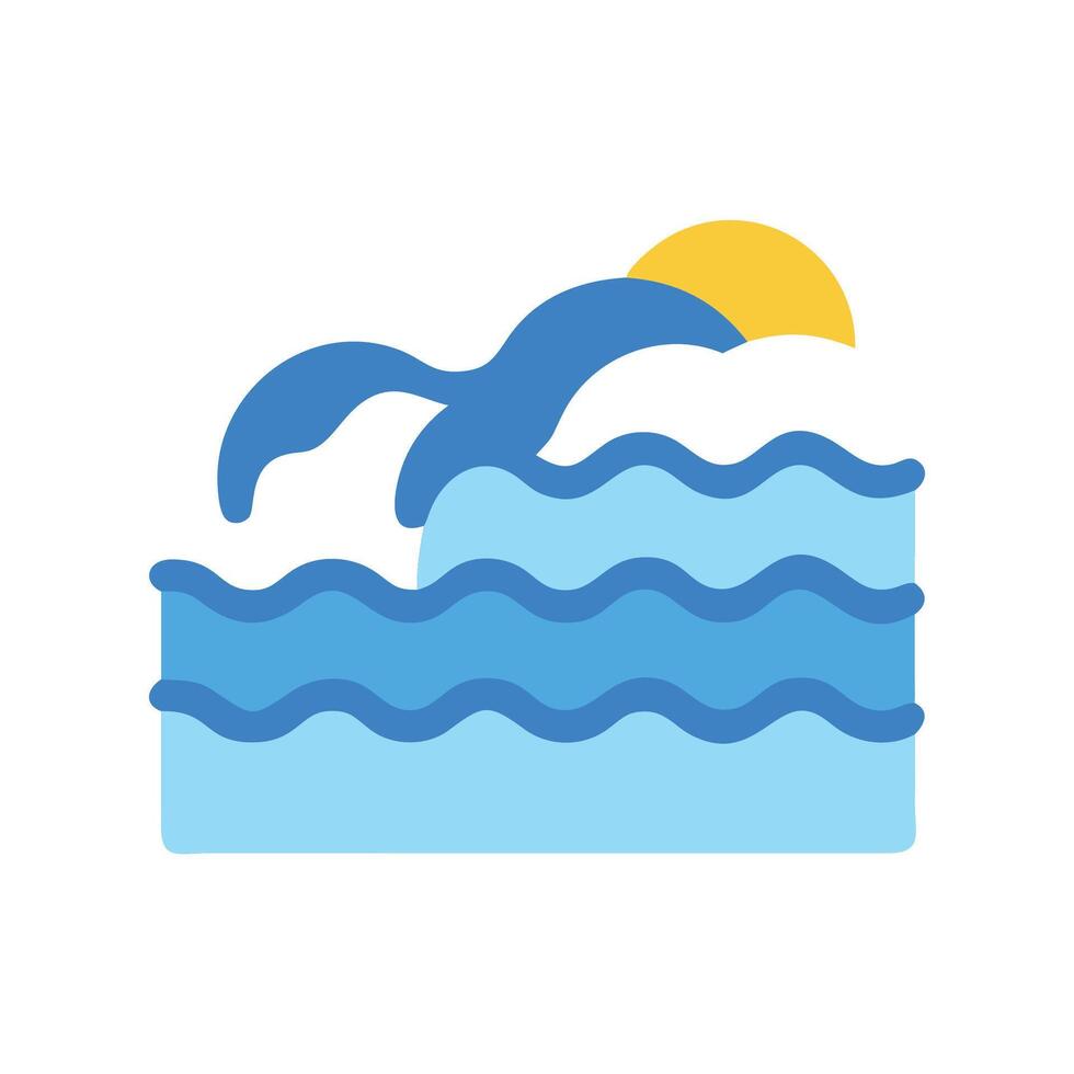 Stylized Ocean Waves with Sun on Black Background vector