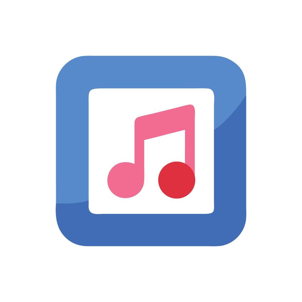 Pink Music Note Icon in Blue Rounded Square vector