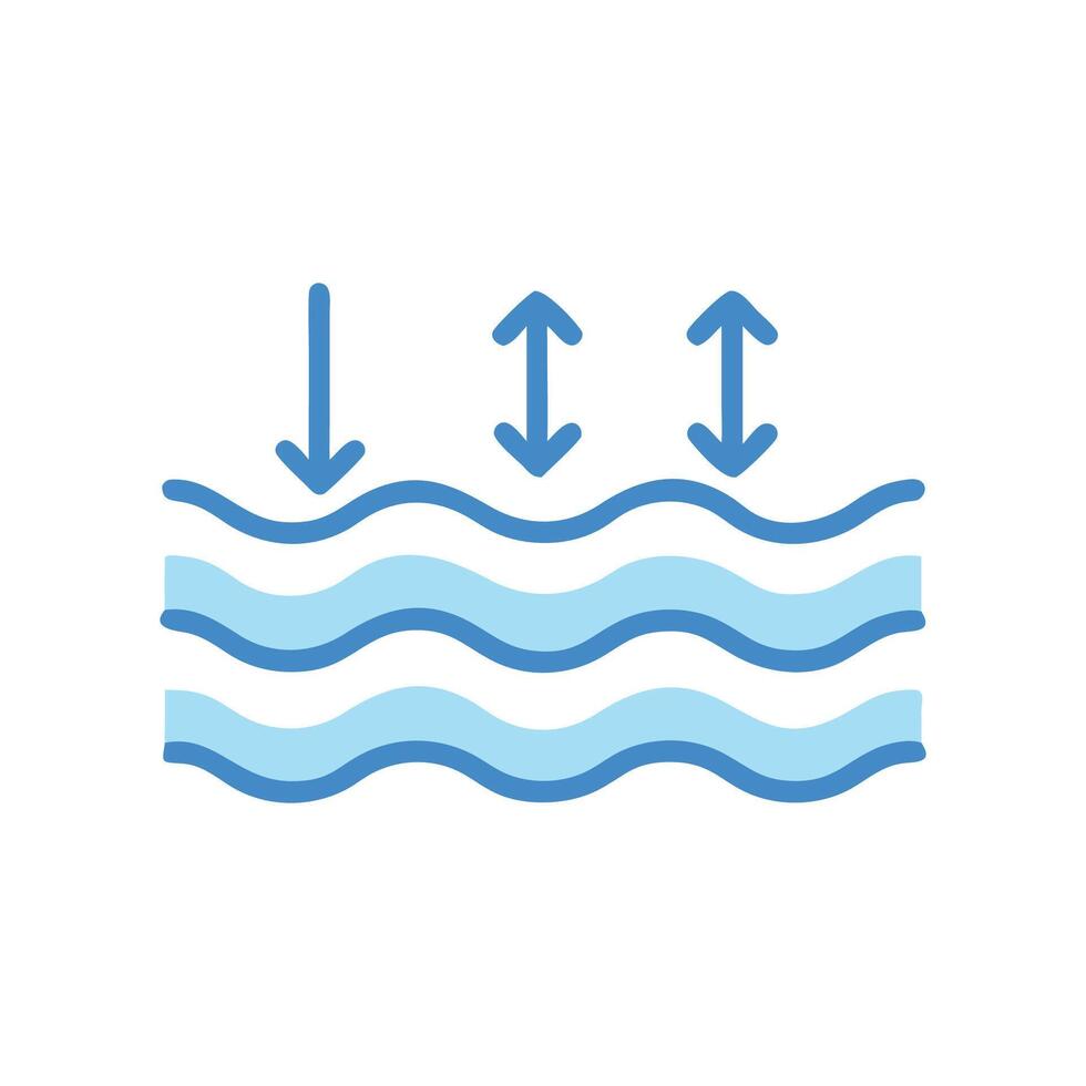 Water Waves Movement and Pressure Illustration on Black Background vector