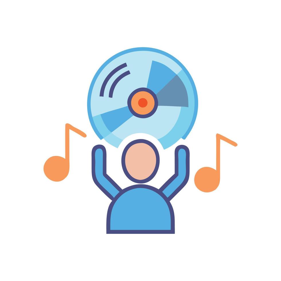 Musical Celebration Person with Vinyl Record and Music Notes vector