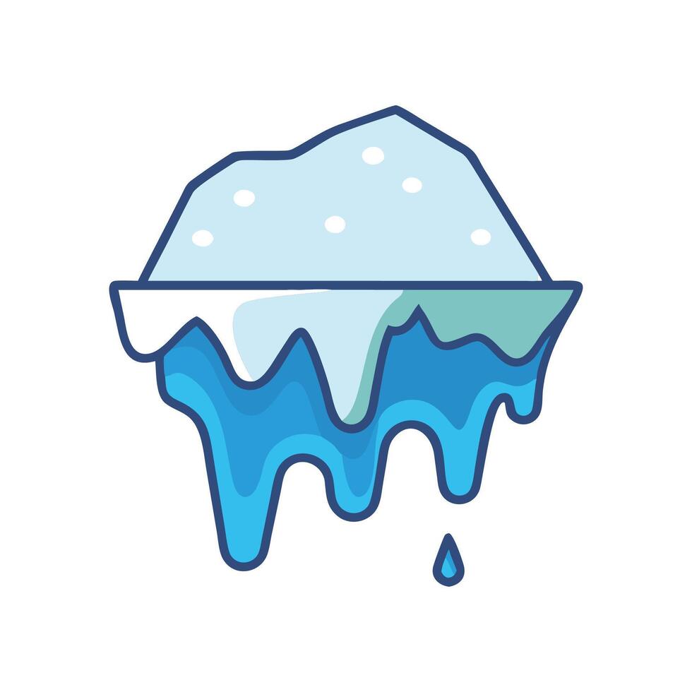 Melting iceberg illustration against black background with climate theme vector