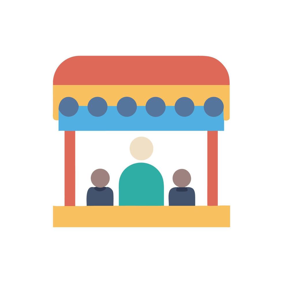 Colorful Illustration of People at a Market Stall vector