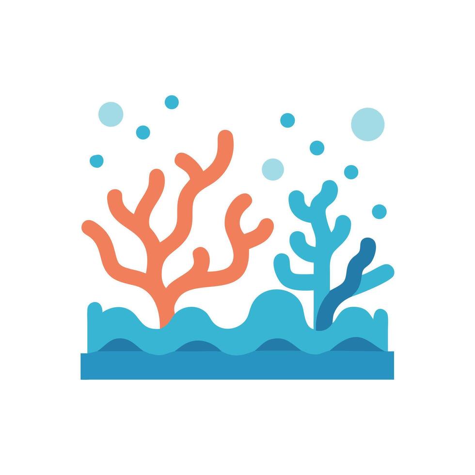 Coral reef with bubbles icon on black background vector