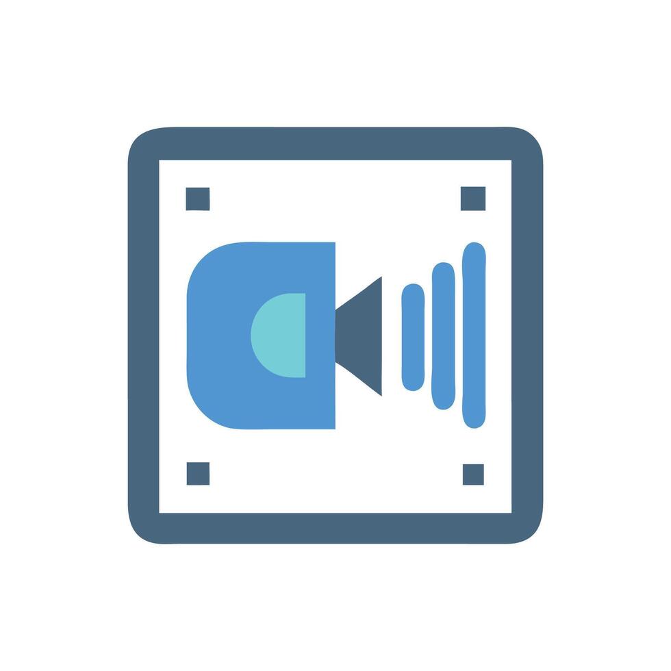 Blue Camcorder Icon in Frame with Signals vector