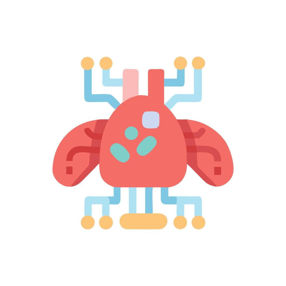 Artificial heart with electronic connections on black background vector