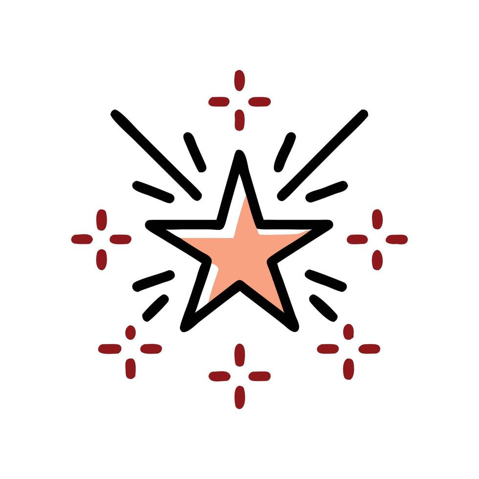Star surrounded by crosses on black background drawing vector