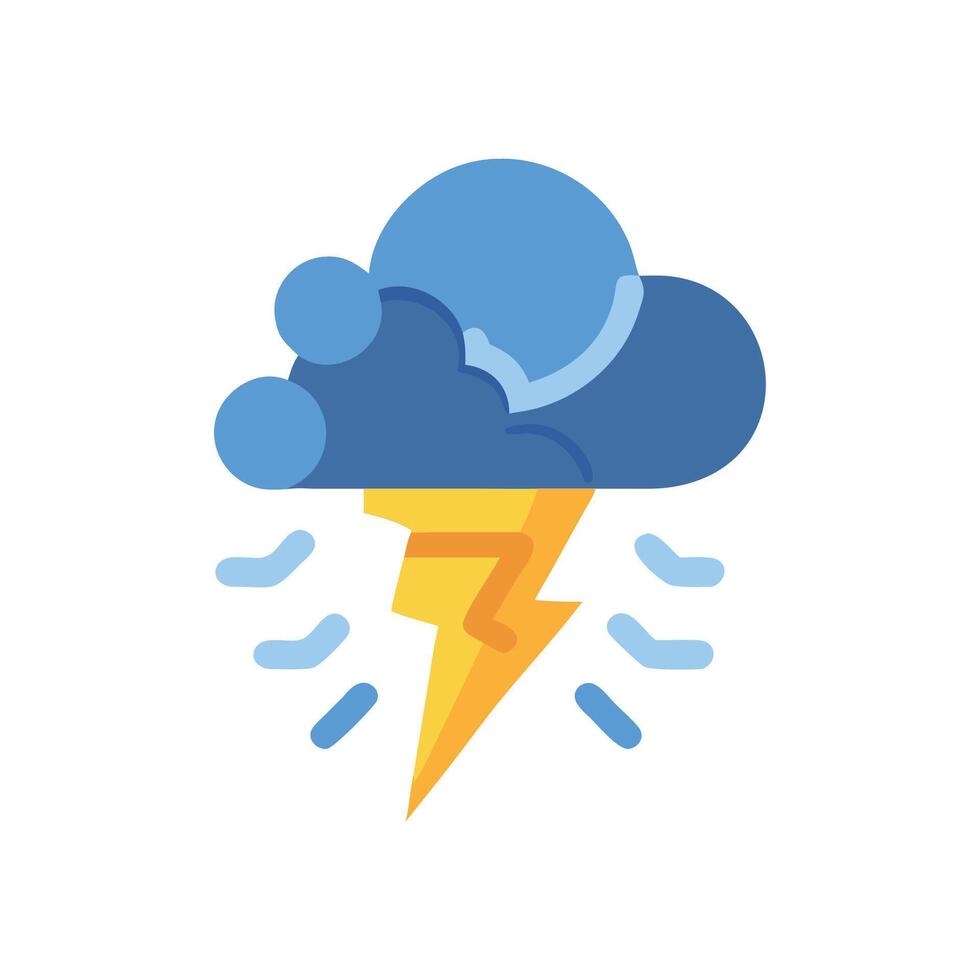 Cartoon Thunderstorm Cloud with Lightning Bolt Illustration vector