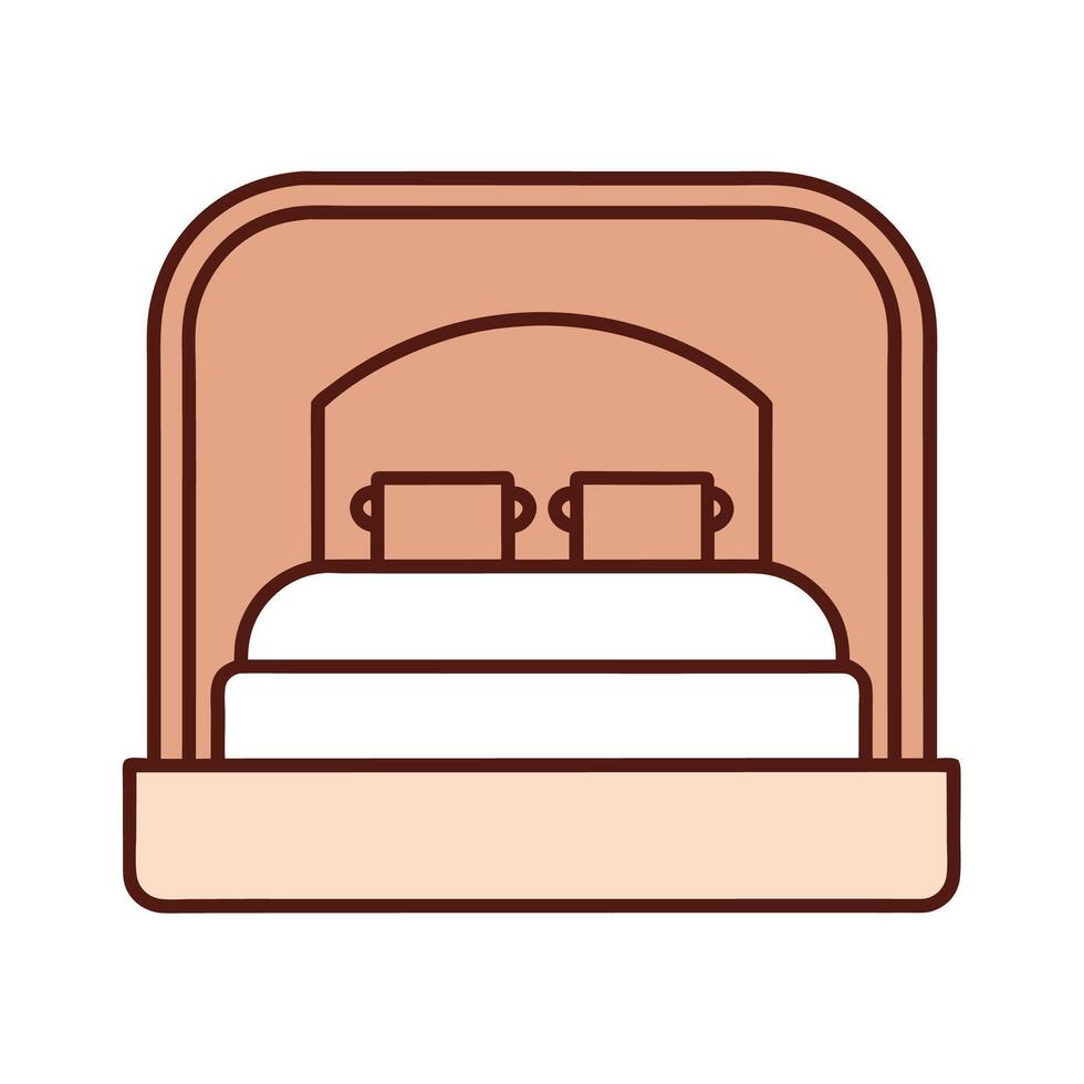 Stylish cozy bed with pillows icon illustration design vector