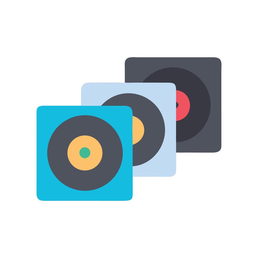 Colorful Vinyl Record Album Covers Collection Flat Design vector
