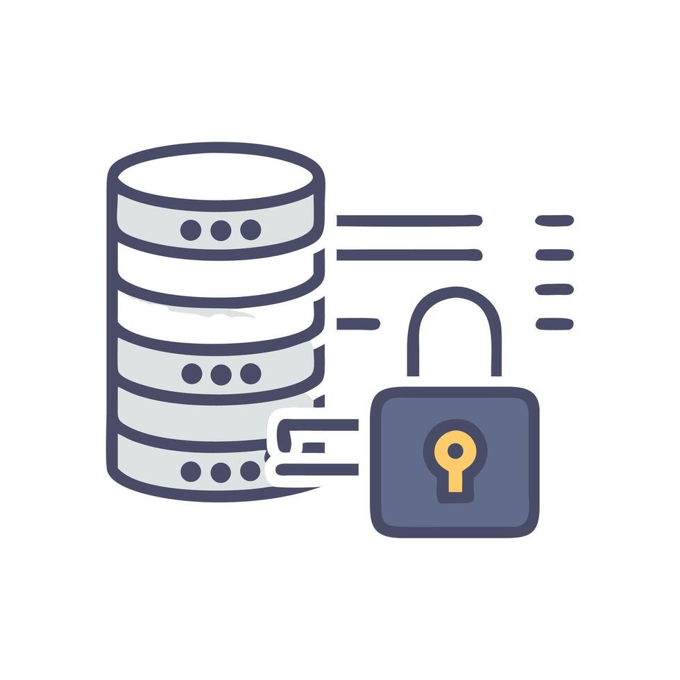 Secured Database Data security protection privacy and safety vector