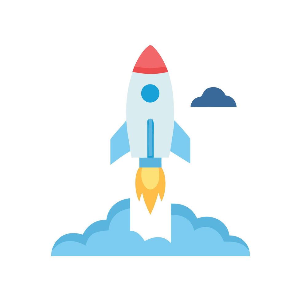 Rocket Launch Icon Space Exploration Innovation Startup Concept vector