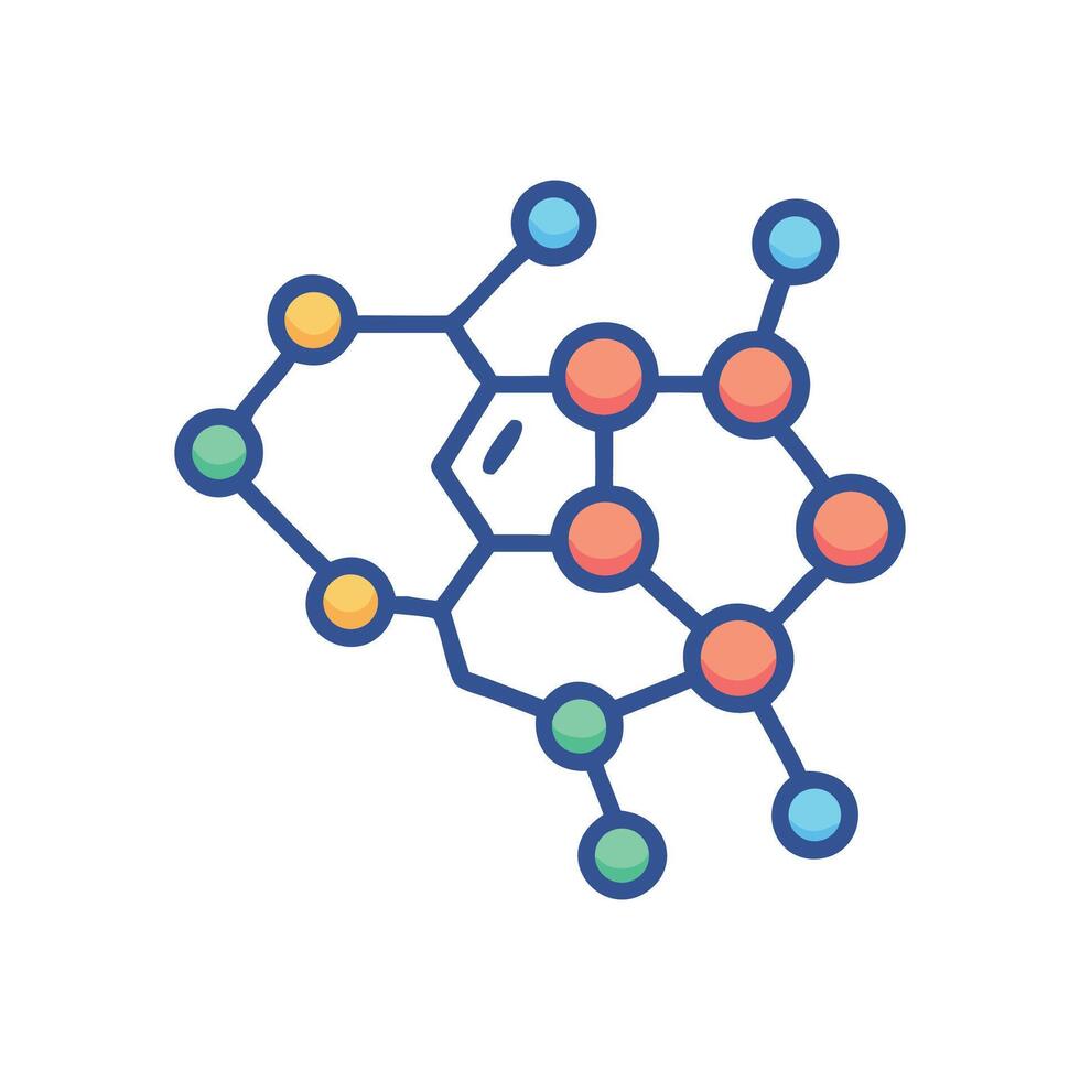 Colorful Science Molecule Structure on Black Background Illustration vector