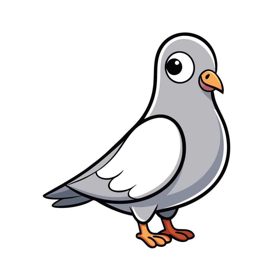 Cartoon Pigeon Illustration Cute Gray Bird Image vector