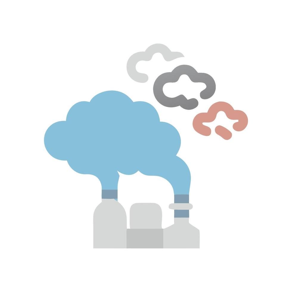 Factory releasing pollution emissions, environmental pollution in black background vector