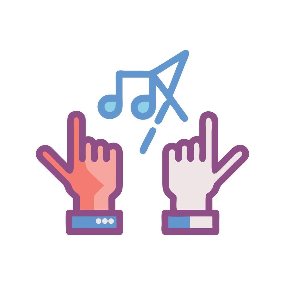 Enthusiastic crowd cheering to music with hand icons vector