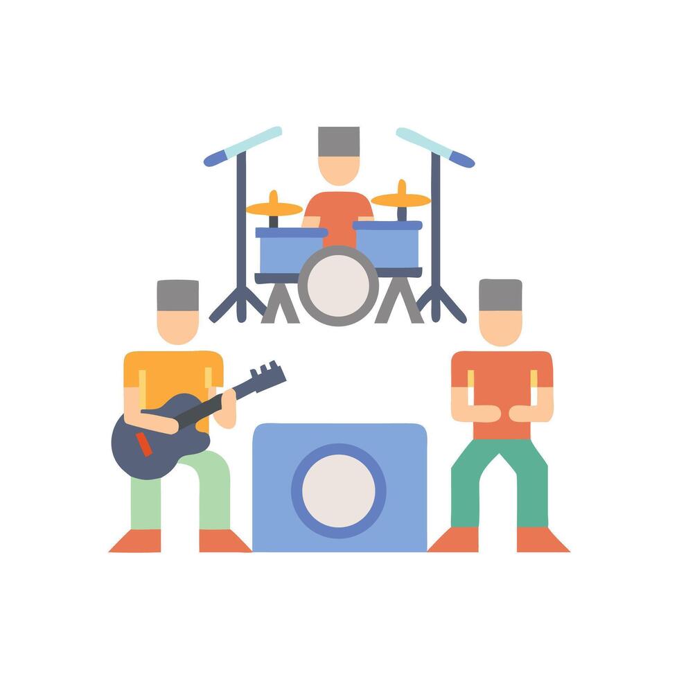 Musical Band Performance Icon With Flat Illustration Style vector
