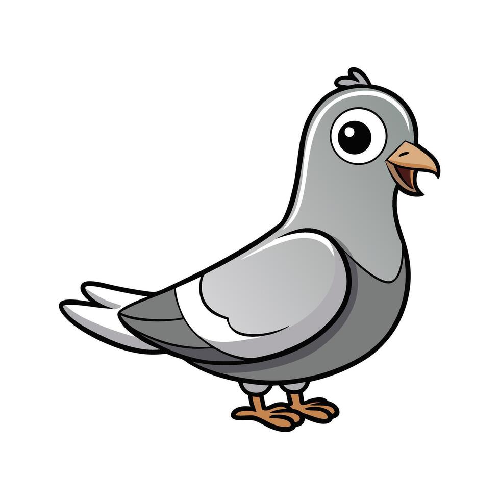 Cute Cartoon Pigeon Illustration on White Background vector