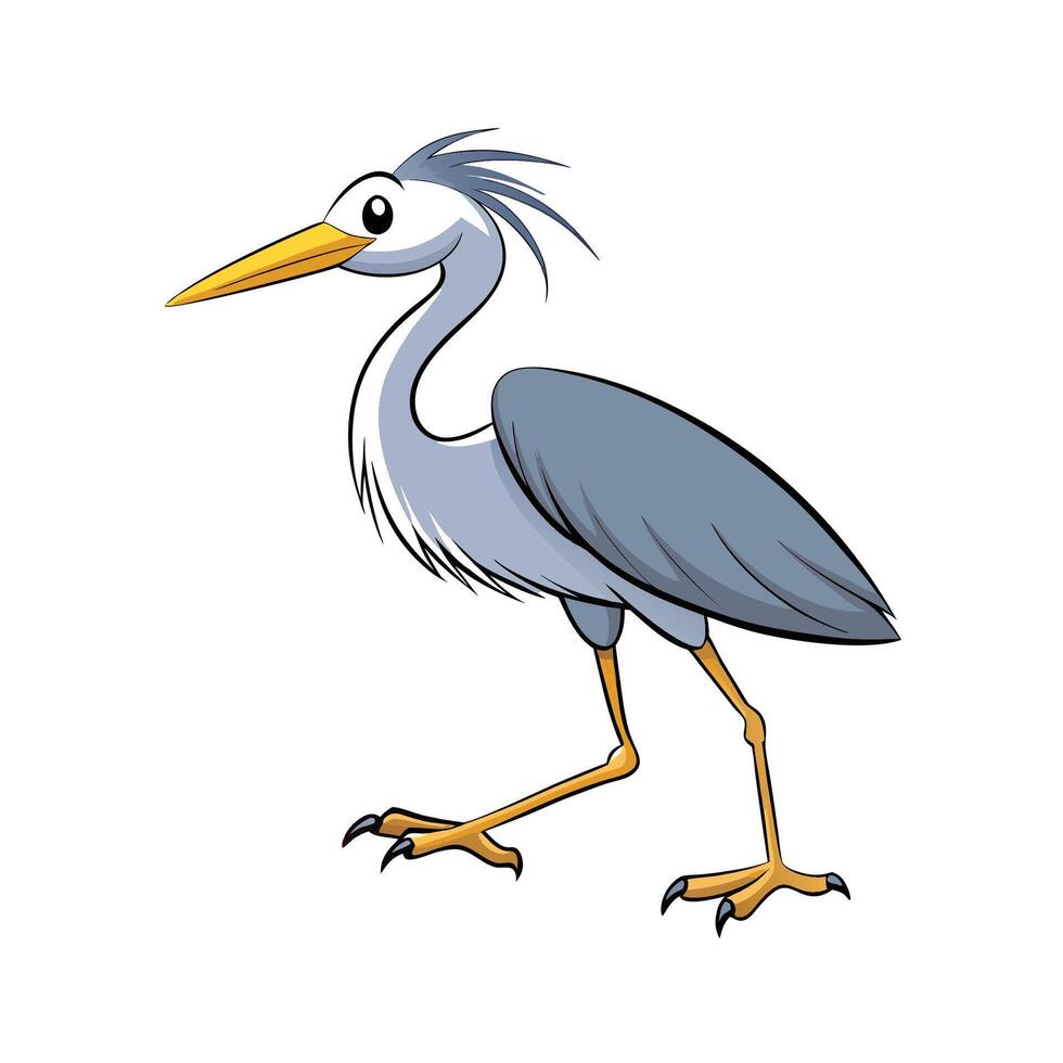 Cartoon Great Blue Heron Bird Wildlife Animal Illustration vector
