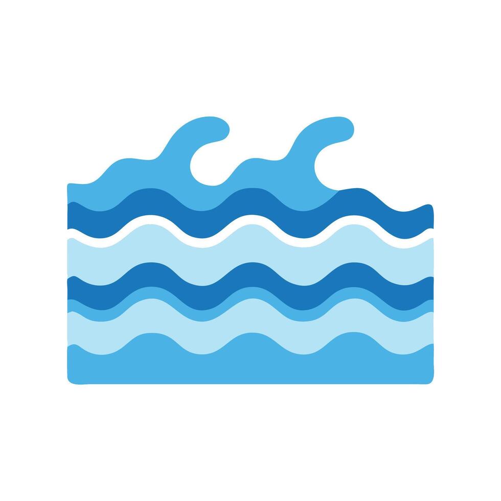 Stylized ocean waves illustration, blue hues, black backdrop vector