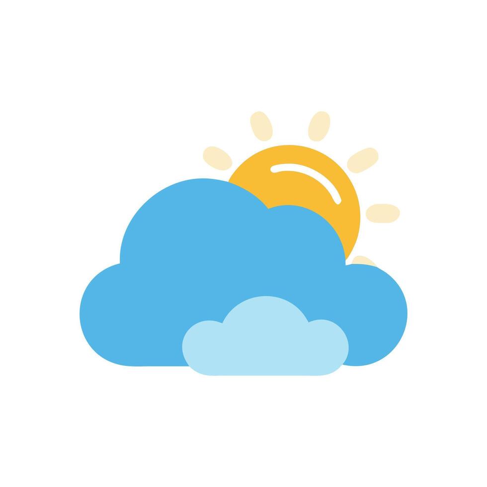 Cute Sun and Clouds Weather Icon Illustration vector