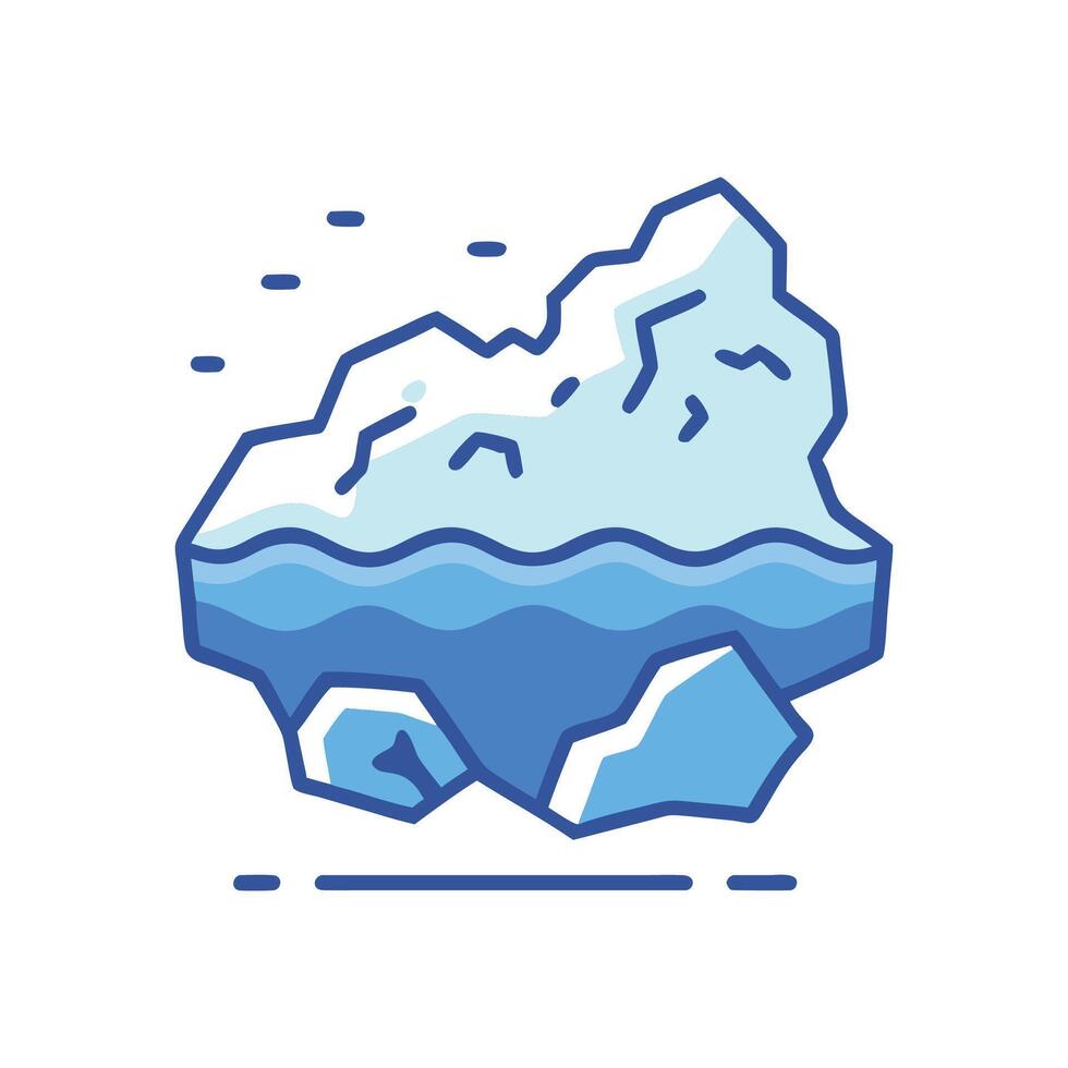 Stylized Iceberg Floating in the Ocean on Black vector