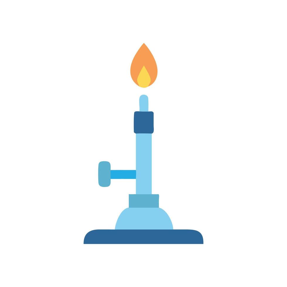 Bunsen burner flame illustration for laboratory and education vector