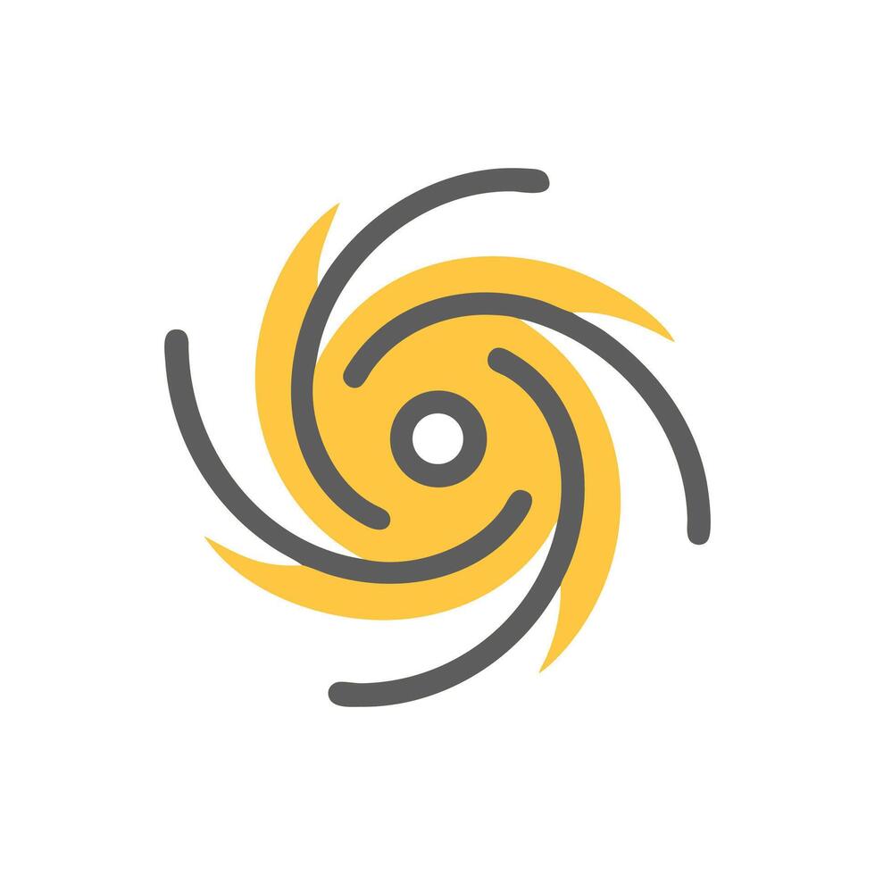 Stylized hurricane graphic with gray lines and yellow segments vector