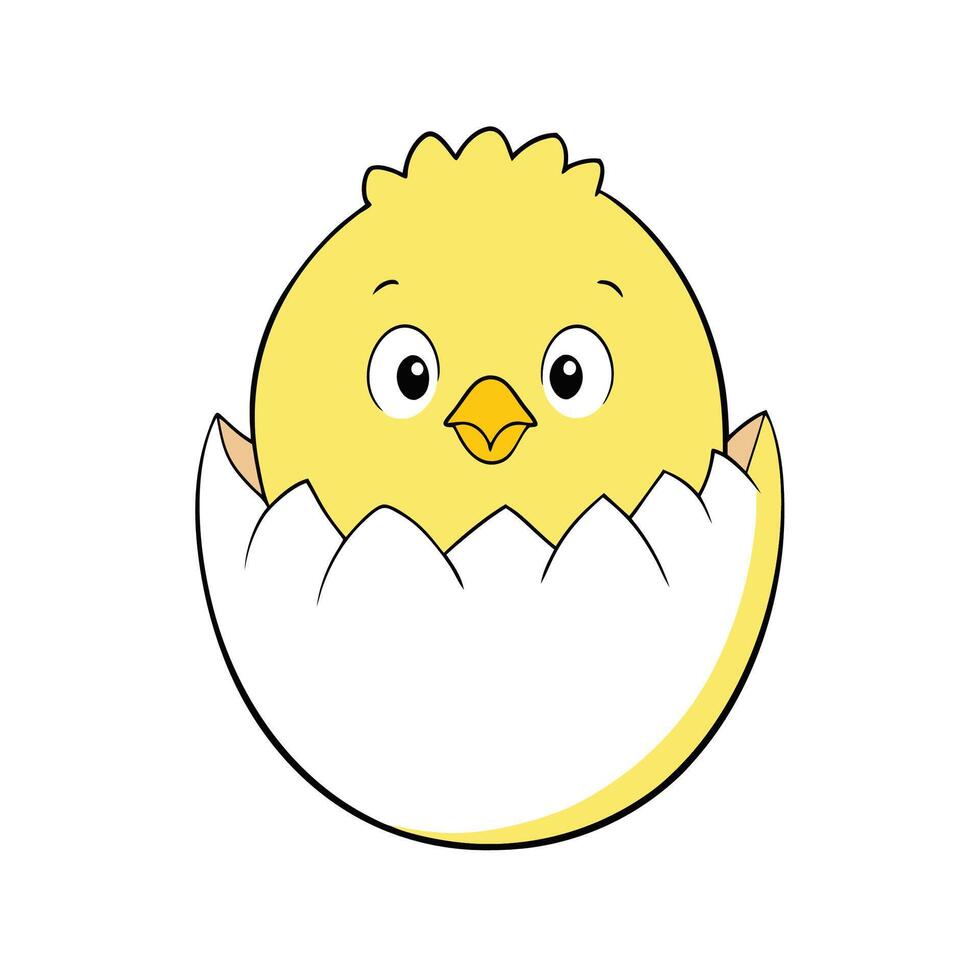 Cute Cartoon Chick Hatching from a White Egg vector