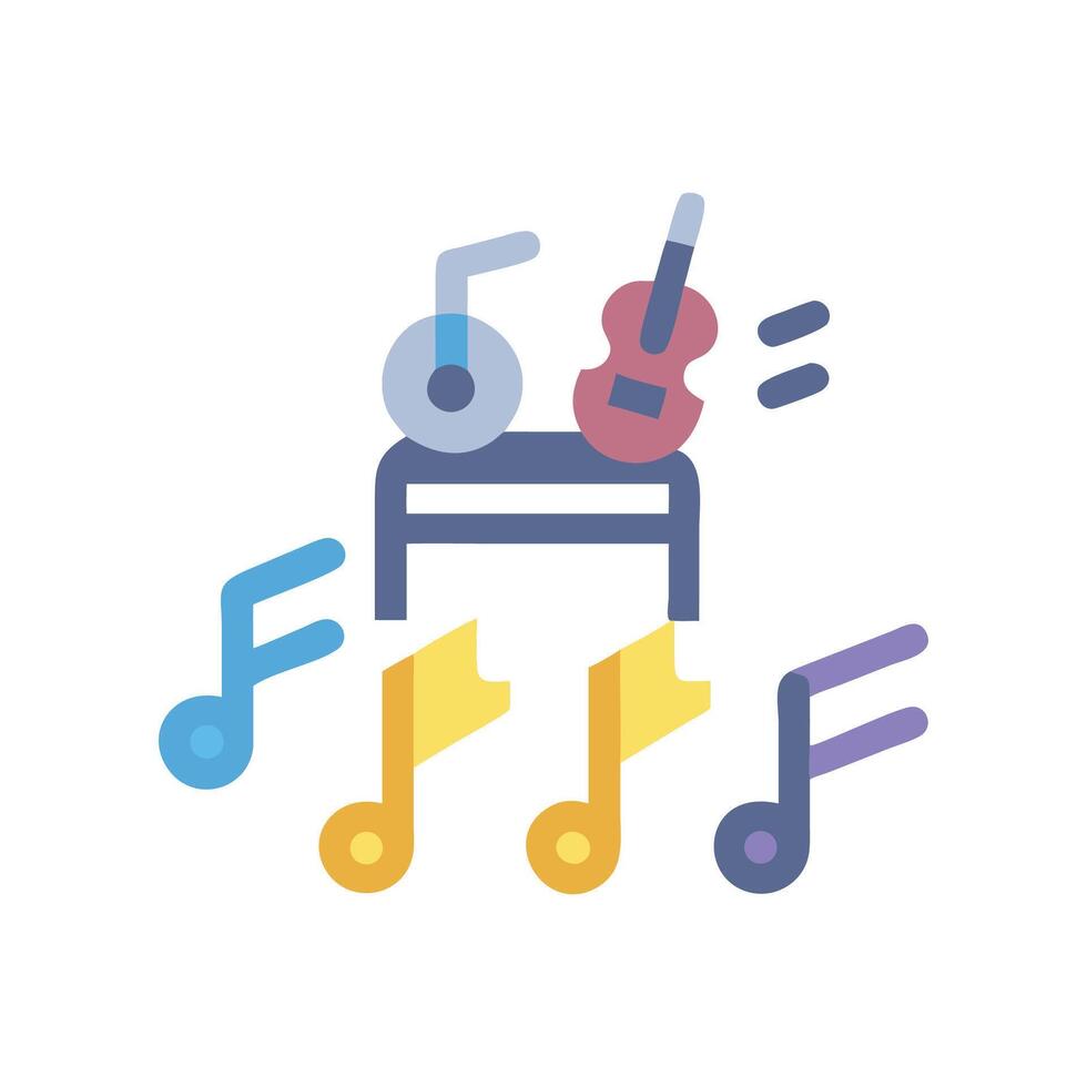Musical instruments, notes, music stand on black background vector